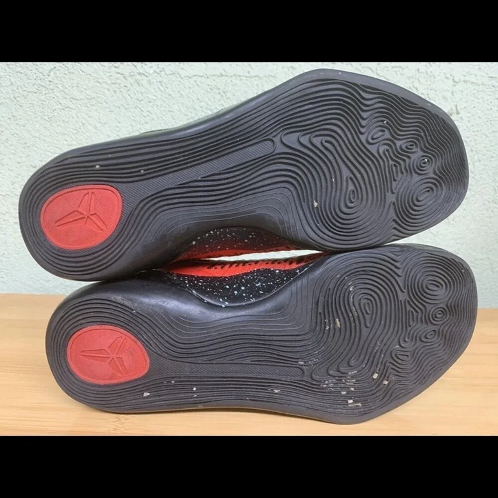 Size 9 Nike Kobe 9 Elite Low Men Red Excellent Flyknit Basketball‎ 639045-600